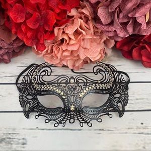 Black Metal and Crystal Venetian Masquerade Mask